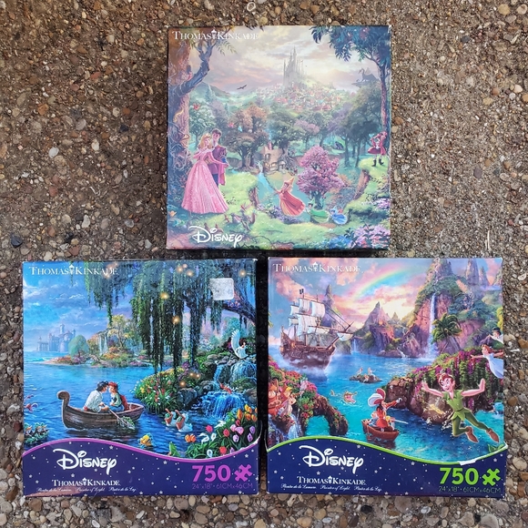 Disney Games Thomas Kinkade Disney Set Of 3 Puzzles Sleeping Beauty